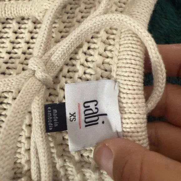 CAbi Cream Knit Sweater with Tie Neck - Picture 5 of 5